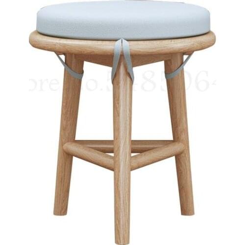 [special Offer] All Solid Wood Stool Nordic Simple Dressing Stool Round Dining Stool Home Makeup Stool