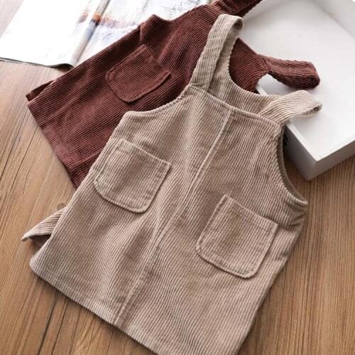2020 Baby Girl Loose Childrens Suspender Dress Girls Spring and Autumn New Baby Foreign Solid Color Dress
