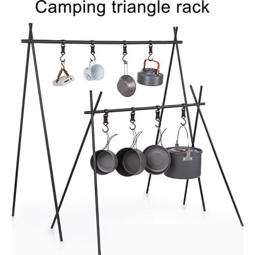 Triangle Cookware Hanging Rack Aluminum Alloy Foldable Multifunction Stable Structure Outdoor Camping Picnic BBQ Storage Shelf