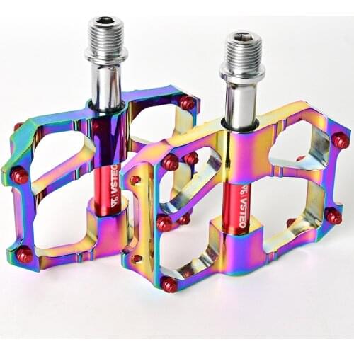 VSTEO Ultra Light Bicycle Pedal All CNC waterpro MTB DH XC MTB Pedal L7U 6 Bearing Aluminum Pedal Electroplated rainbow one pair