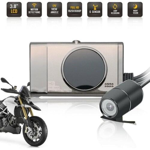New Dual Lens Cam Motorcycle DVR HD 1080P Driving Recorder Wide Dynamic Loop Recording 30W Pixels Dash Cam Front Rear Recorder