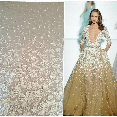 High quality French embroidered net lace fabric SYJ-9828 Nigerian wedding lace fabric