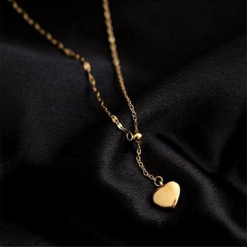 XIYANIKE 316L Stainless Steel Gold Color Heart Tassel Necklaces Joker Trendy Simple Necklaces 2021 New Female Fashion Jewelry