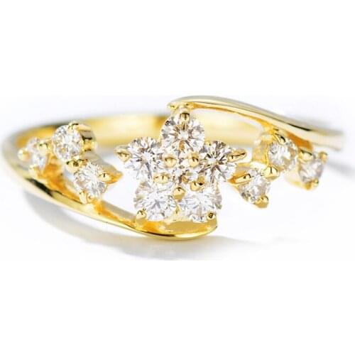 Solid 14k Yellow Gold (AU585) 0.4ct SI/H Round Diamonds Ring For Women Engagement Trendy Fine Jewely Elegant unirque Women Gift