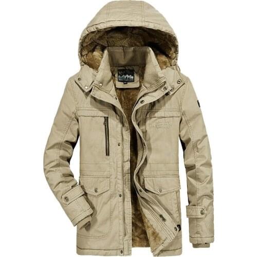 Winter Brand Men Parka Coat New Mens Safari Style Parka Male Plus Velvet Thickening Washed Hooded Parkas Warm Coats