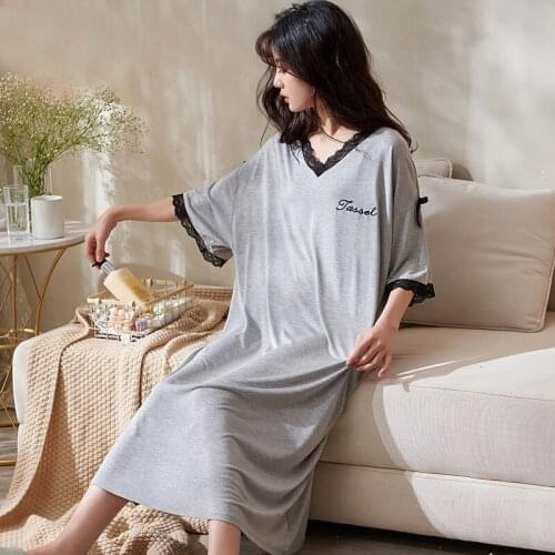 100% Soft Cosy Sleepwear For Women Nightgowns Dressing Gown Summer Nightdress Modal Nighty Sleepshirt Plus Size Pijamas Pyjama