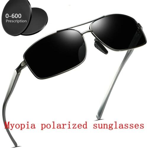 2019 Diopter Finished Myopia Polarized Sunglasses Men Women Nearsighted Glasses Fashion square mens driving goggles UV400 FML
