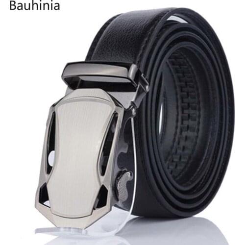 2021NEW 120*3.5CM Mens Black Automatic Buckle Leather Belt Bark Pattern Scratch-Resistant Casual Pants Belt