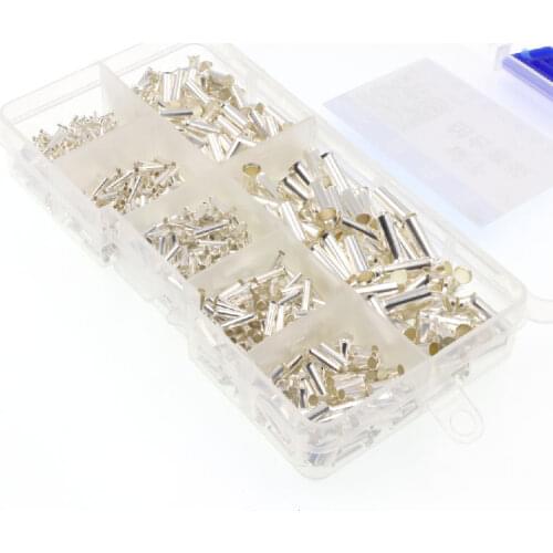 950Pcs Set 7 sizes EN Copper Ferrule Non-Insulated Wire Strip Pin Assortment Kit EN0508 EN7508 EN1008 EN1508 EN2508 EN4009 EN601