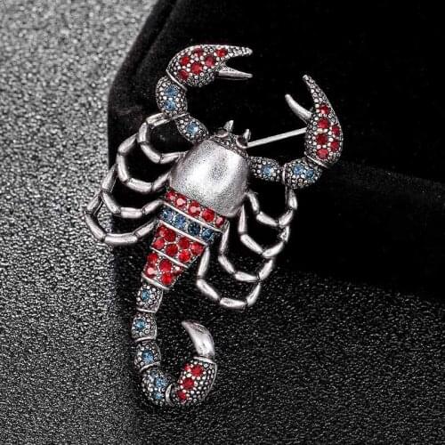 12pcs/lot Wholesale Rhinestone scorpion insect brooch For men jewelry Fashion Mens brooches bouquet statement punk hats bijoux