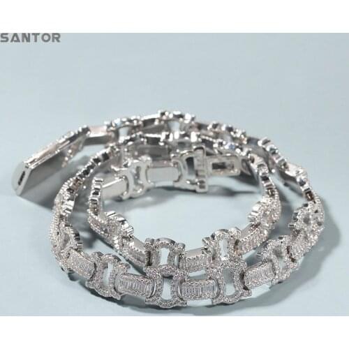 New Hip-hop Chain Full Zircon I-shaped Necklace Ins Hot Fashion Street Mens Womens Necklace Jewelry