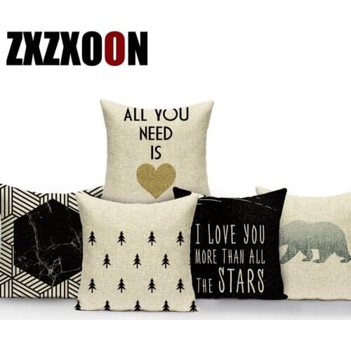 Decorative Throw Pillows Case Animals Horse Deer Black White Geometric Polyester Sofa Home Cushion Cover Almofadas