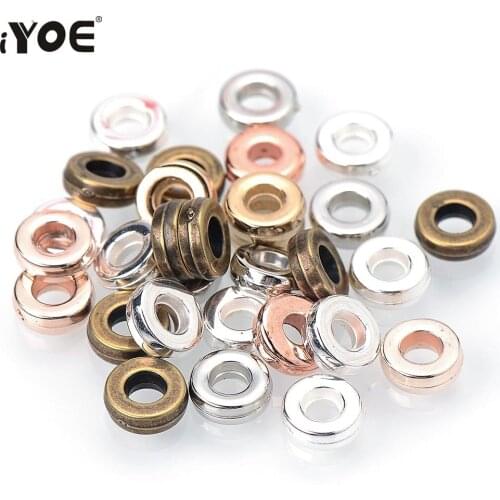 IYOE 100/200/300pcs 6mm Loose Spacer CCB Beads Plastic Flat Round Beads Big Hole For Making Bracelet DIY Jewelry Findings