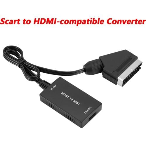 Kebidu Scart To HDMI-compatible Video Audio Converter With Cable HD 1080P Plug And Play Video Converter for Sky Box STB HDTV DVD