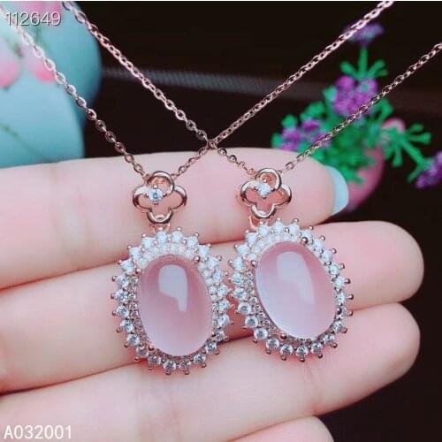 KJJEAXCMY fine jewelry natural Rose Quartz 925 sterling silver women pendant necklace chain support test classic