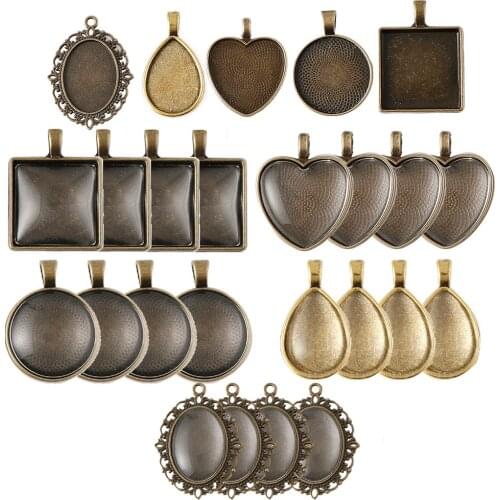 40 Pcs 25mm Bottom Add Glass Diy Alloy Jewelry Accessories Time Gemstone Bottom Set Set Photo Pendant Ornaments Accessories