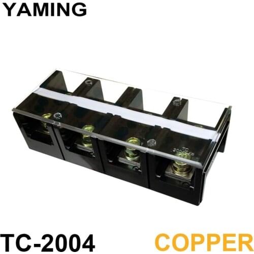 TC-2004 Will Electric Current Connection Terminal Block 200A 4P 600V Plate Dual Row Copper 60-100mm2