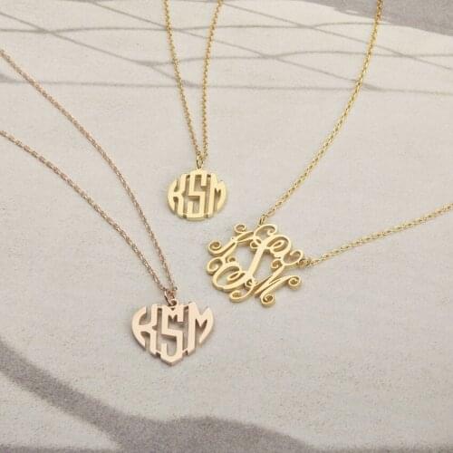 Monogram Necklace Pendant Stainless Steel Personalized Three Initials Letters Choker Necklaces For Women Customized Gifts