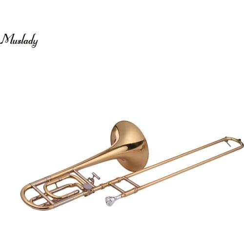 Muslady Intermediate Bb Flat Tenor Slide Trombone with F Attachment Including Mouthpiece Carry Case Gloves Cleaning Cloth