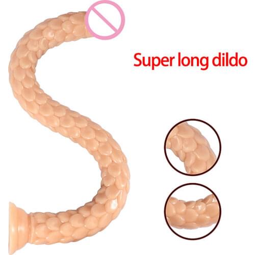 Soft Super Long Anal Plug Dildo with Suction Cup Butt Plug Anus Backyard Masturbation Adult Sex Toys for Unisex