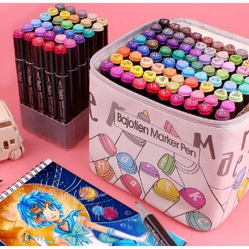 12/40/60/80 Marker Pens Set Dual Tip Pens Drawing Painting Doodling School Supplies Alcohol Ink Art Supplies