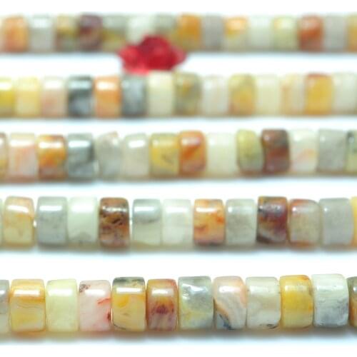 Natural Yellow Crazy Lace Agate Smooth Heishi Wheel Loose Beads Wholesale Gemstone Semi Precious Stone Diy Jewelry Making Design