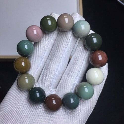 Natural Alxa color agate jade round bead elastic bracelet for men and women 14mm Macaron Color Healing Bead Bracelet Jewelry