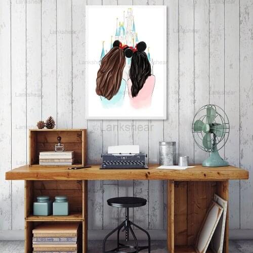 Best Friends Poster Print Beautiful Cartoon Gift for Your Friend Canvas Art Painting Hd Picture Wall Decoration Home Decor