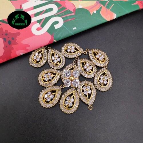 Zircon Charms Pendant for Earrings Drop Charms 10pcs 21mm Flower Clover Charms Crystal Charm DIY Jewelry Making Findings Charm