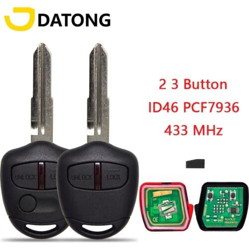 Datong World For Mitsubishi Car Remote Key Fit For Outlander 433 Mhz 46 Chip Auto Smart Control Blank Key Parts