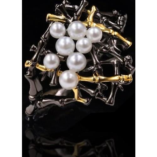 S925 silver Freshwater baroque pearl ring female ins tide fashion Japanese retro forest cold wind wild index finger ring