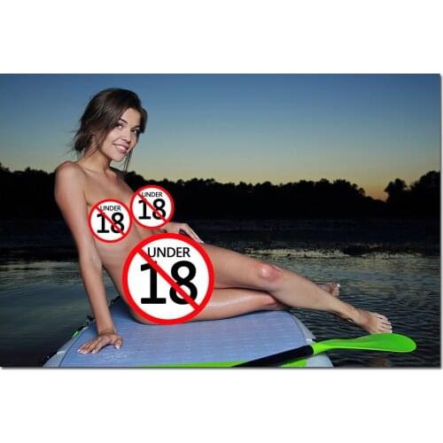 Modern Painting Beautiful Young Girl on the Surfboard Wall Art Posters Canvas Prints for Home Room Decor