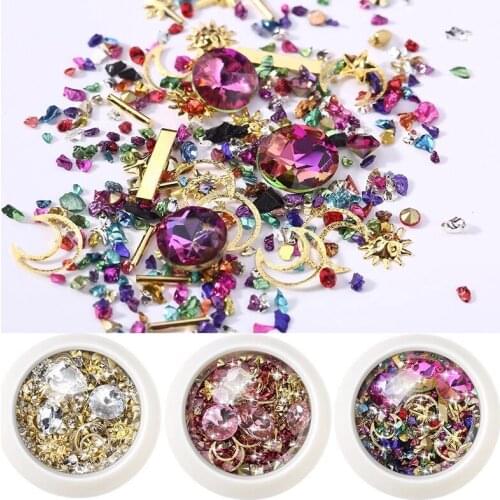 New York Style Nail Decoration 3D Crystal Stones Rhinestones Colorful Diamonds Beauty Art Tool DIY Glitter 6 Box