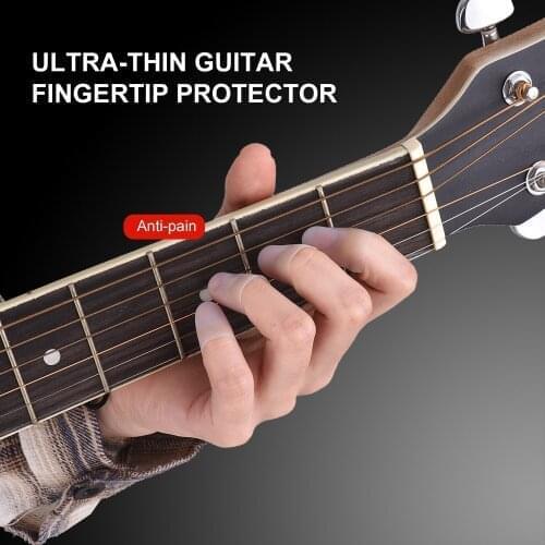 Muslady Ultra-Thin Guitar Fingertip Protector Anti-Slip Silicone Finger Guard Cover Left-Hand Finger Caps Guitar Instrument 4Pcs