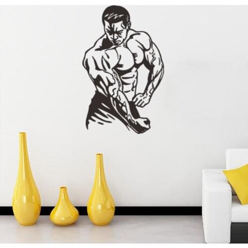 Fitness muscles vinyl wall decal home decor living room diy art mural removable sports wall stickers