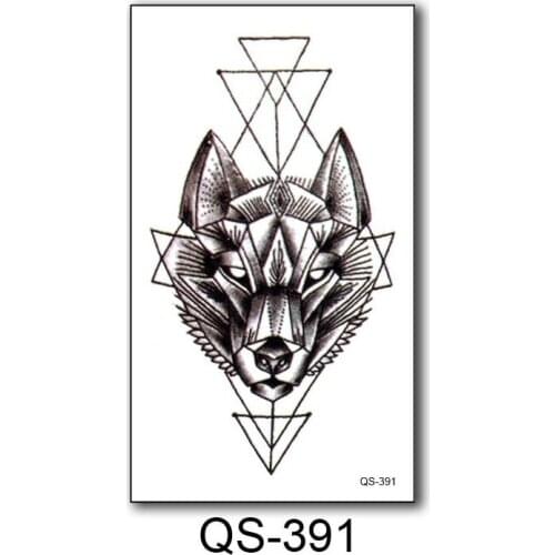 Waterproof Temporary Tattoo Sticker wolf head animal fake Tattoo Geometric animal Flash Tattoo Hand Back Foot for Girl Women Men