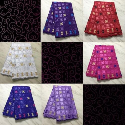 Wispy Pattern Dry Lace Cotton African Fabric Hollow-Out Embroidered Textile 5Yards Symmetrical Patterns 1612K2
