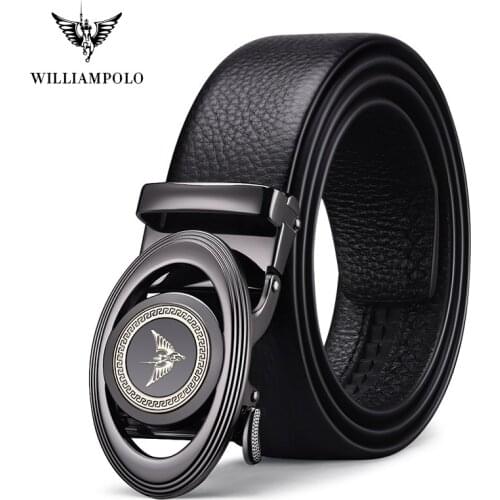 Williamolo 2020 Fashion High Quality Zinc Alloy Buckle Business Men Belt Genuine Leather Automatic Buckle Belt PL19685-86P