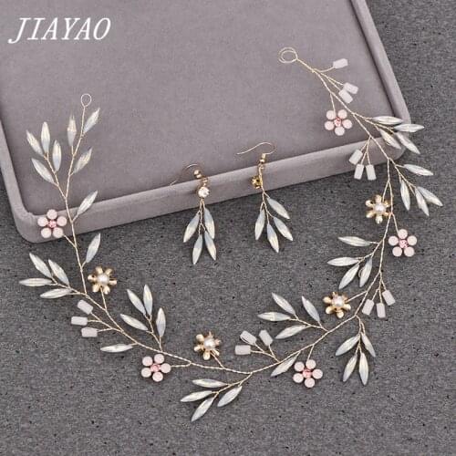 Flower Rhinestone Headband With Earrings Women Wedding Hair Accessories Bridal Headband Hairband Women Rhinestone Head Jewelry