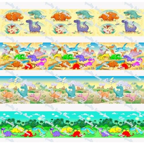 WL 1‘’Cartoon Dinosaur Grosgrain Ribbon Gift Wrapping Bow Diy Party Decoration Craft Supplies Animal Collar
