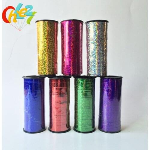 1pc 100 Yard Happy Birthday Crimped Curling Ribbon Roll Silver Balloon Ribbons for Party Festival Florist Crafts Gift Wrapping