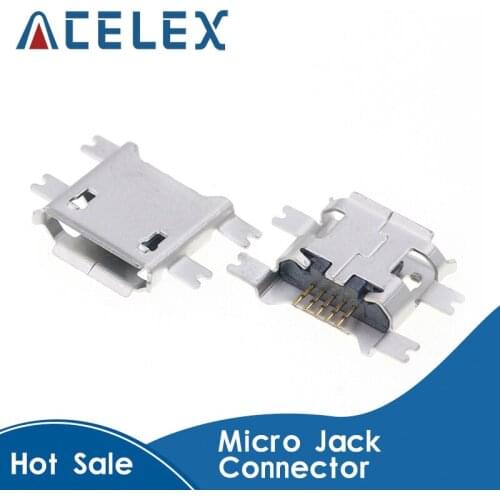 100PCS Micro USB 5P Socket MINIUSB Female 5 Pin SMD DIP Connector