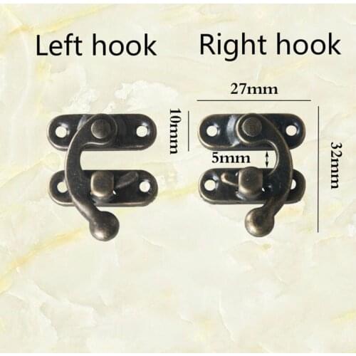 10PCS Extra Small Lock Hook Antique Button Makeup Box Buckle Metal Horn Bronze 27 * 32mm