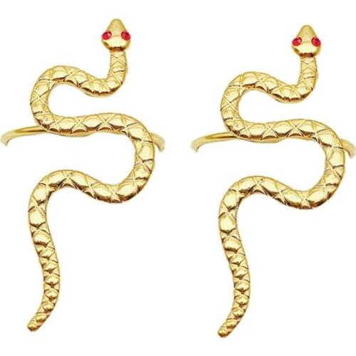 2 Pcs Snake Shaped Napkin Rings Animal Napkin Buckles Tissue Buckle ( Golden )