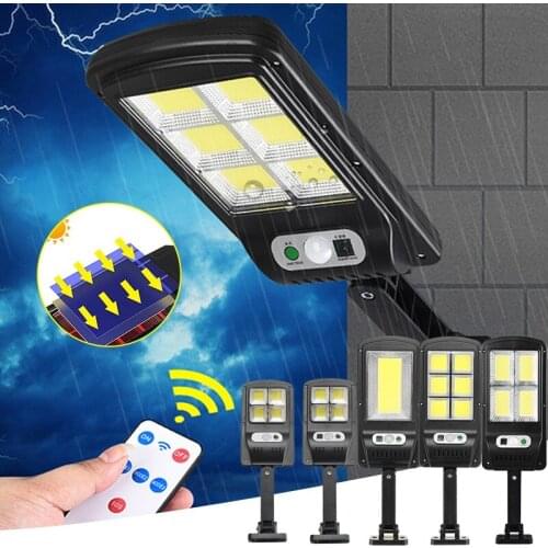 2020 New Powerful Remote Control Upgraded COB Solar Light PIR Motion Sensor IP65 Outdoor Solar Wall Street Light Waterproof Lamp