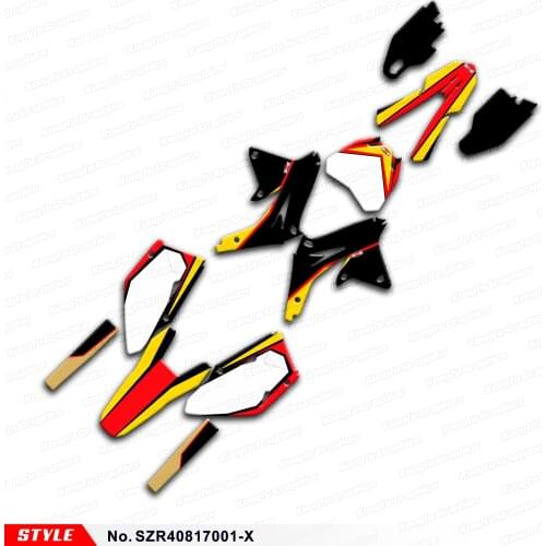 Aftermarket Motorcycle Graphics for RMZ 450 2008 2009 2010 2011 2012 2013 2014 2015 2016 2017, Style No. SZR40817001-X