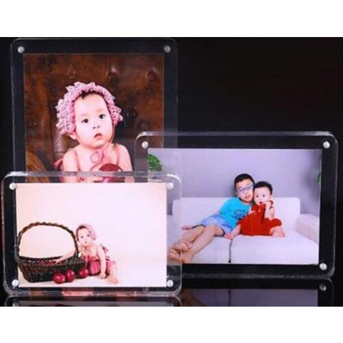 Acrylic Photo Frame Magnetic Picture Frame 4/5/6/7inch Transparent Reatangle Frame Desk Table Decor Wedding Family Photo Holder