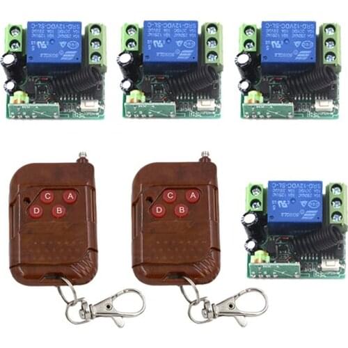 Free shipping 12V 10A 1ch door access Auto control rf wireless remote control switch system 4 receiver & 2 transmitter SKU: 5425