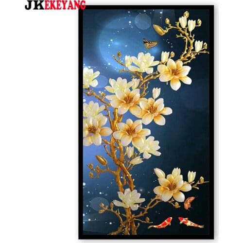 Large 5D Diy diamond painting Koi fish and flowers Diamond Mosaic Rhinestone Embroidery cross stitch Y3952