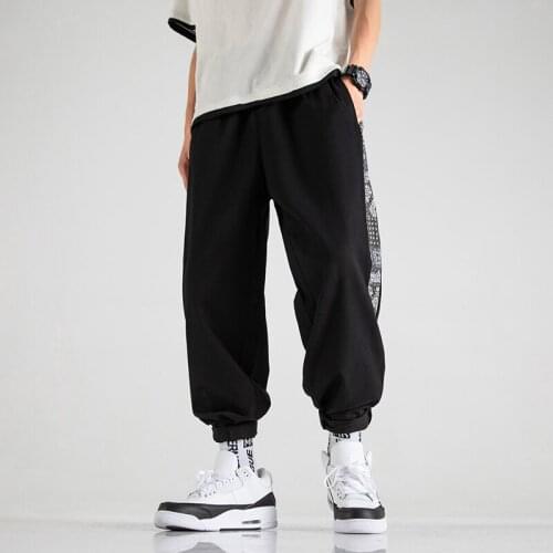 Summer Mens Cashew Printed Pants Elastic Waist Straight Trousers Fashion Street Plus Size Loose Drawstring Sweatpants Male 5XL